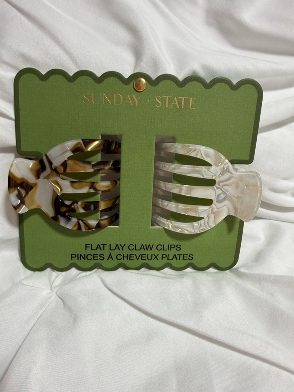 Sunday State Women's Flat Lay Claw Clips - Tortoise & Clear